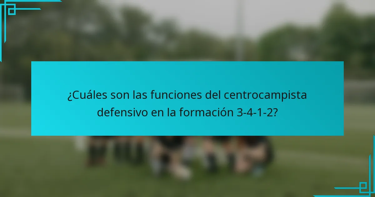 ¿Cuáles son las funciones del centrocampista defensivo en la formación 3-4-1-2?