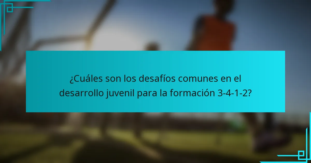 ¿Cuáles son los desafíos comunes en el desarrollo juvenil para la formación 3-4-1-2?