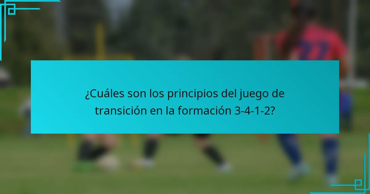 ¿Cuáles son los principios del juego de transición en la formación 3-4-1-2?