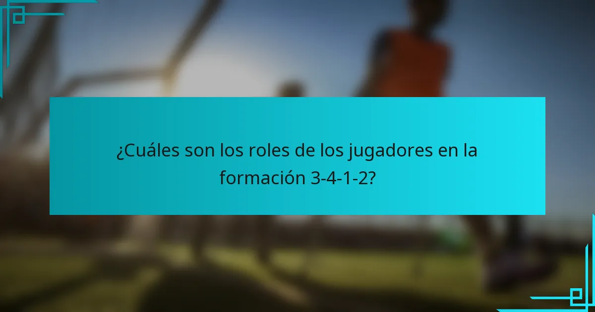 ¿Cuáles son los roles de los jugadores en la formación 3-4-1-2?