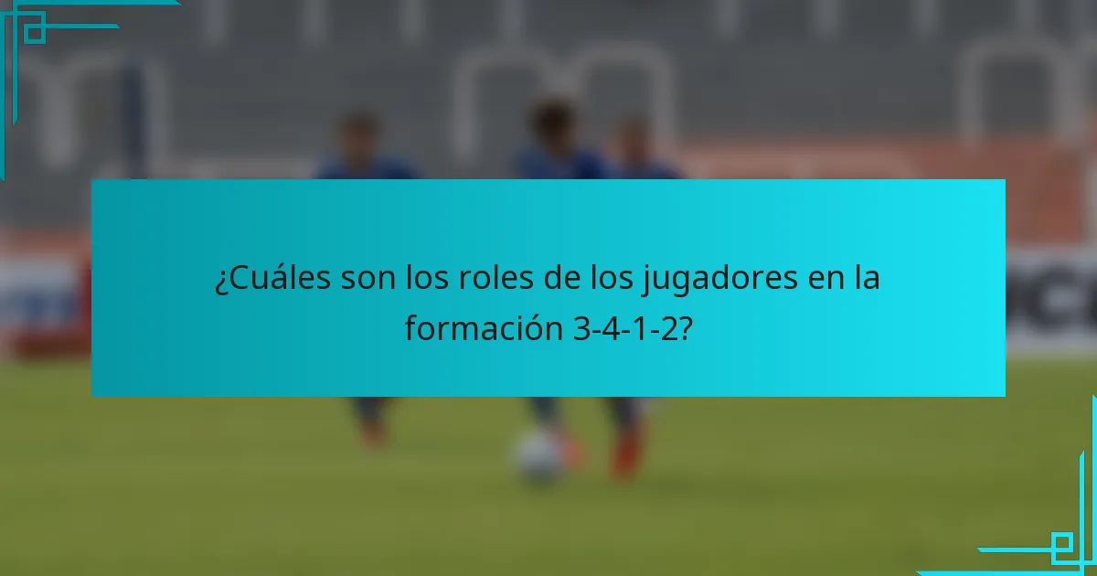 ¿Cuáles son los roles de los jugadores en la formación 3-4-1-2?