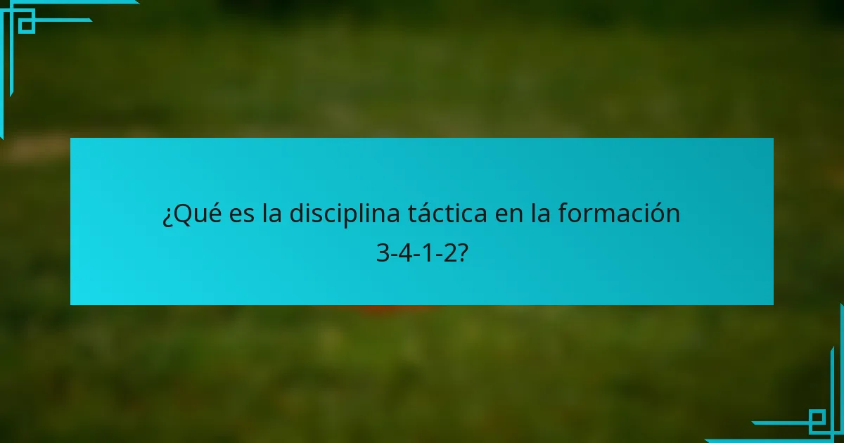 ¿Qué es la disciplina táctica en la formación 3-4-1-2?